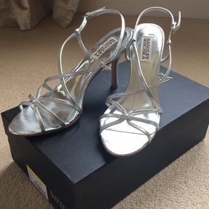 Badgley Mischka Silver Strappy Stiletto Sandals